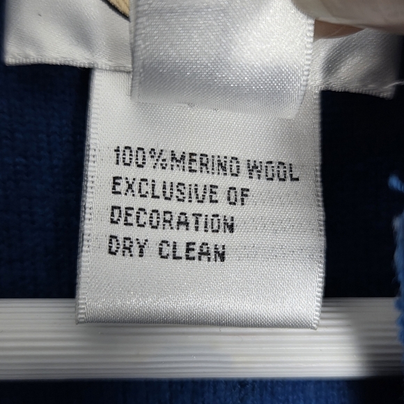 Vintage Talbots 100% Merino Wool Blue Button-Up Velvet Trim Jacket Size M - Picture 8 of 9